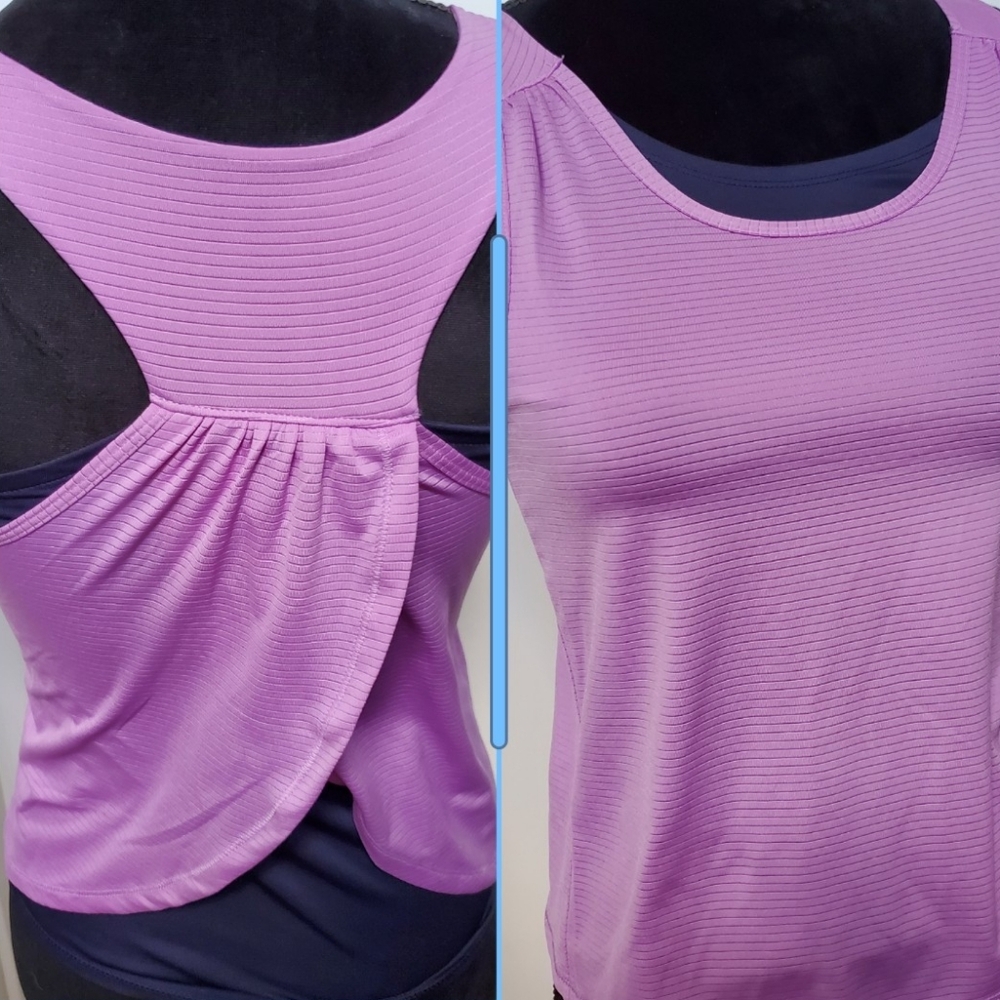 Layered with Back Draping Tank Top Athletic Wear